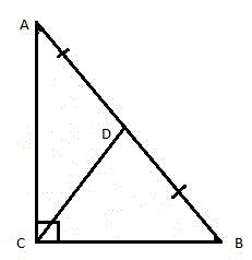 Медиана в прямоугольном треугольнике углы